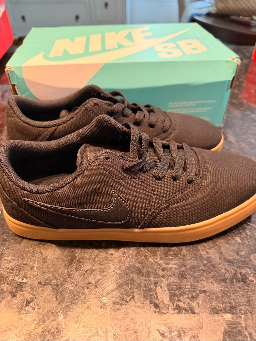 Nike  Y7 (W9) Black Canvas Sneakers with Gum Sole 7Y or 9W